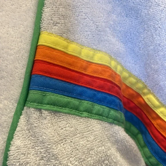 Plaza 9 Vintage Terri Cloth Short Bath Robe with Individually Sewn Rainbow Strip - Picture 6 of 11